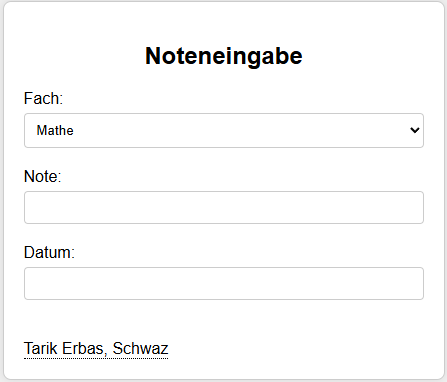 jQuery UI Noteneingabe Formular
