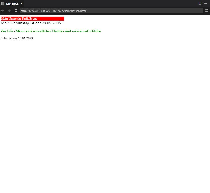 Darstellung der CSS-Klassen im Browser