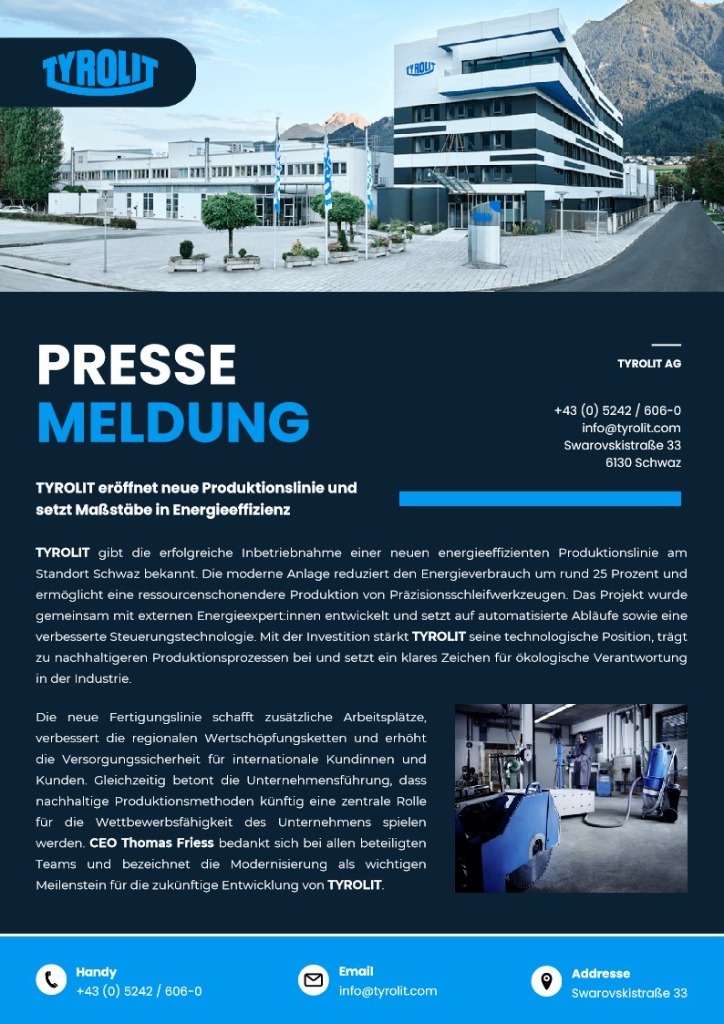 Pressemitteilung TYROLIT AG
